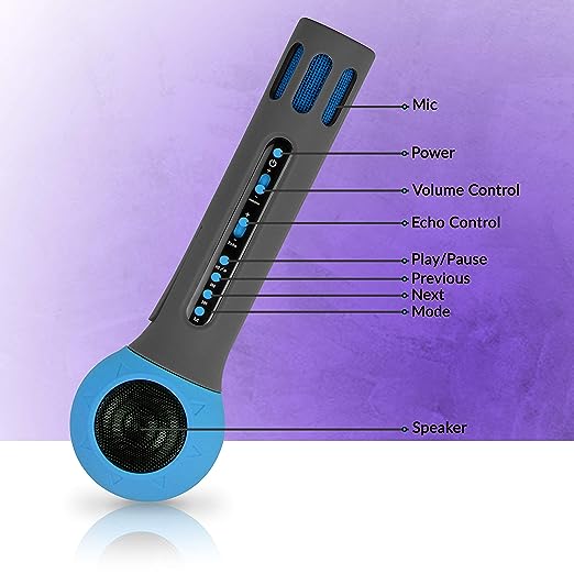 ZEBRONICS Zeb-Fun 3 W Karaoke Mic Comes with Bluetooth Supporting Speaker, mSD Card, AUX and Media Control(Blue) ZEBRONICS Zeb-Fun 3 W Karaoke Mic Comes with Bluetooth Supporting Speaker, mSD Card, AUX and Media Control(Blue)
